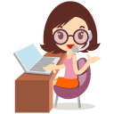 Call Center Girl Glasses Icon 128x128 png