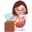 Call Center Girl Glasses Icon 64x64 png