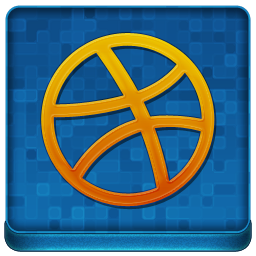 Blue Dribbble Coloured Icon 256x256 png