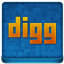 Blue Digg Coloured Icon 64x64 png