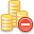 Coins Delete Icon 32x32 png