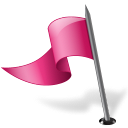 Map Marker Flag 3 Left Pink Icon